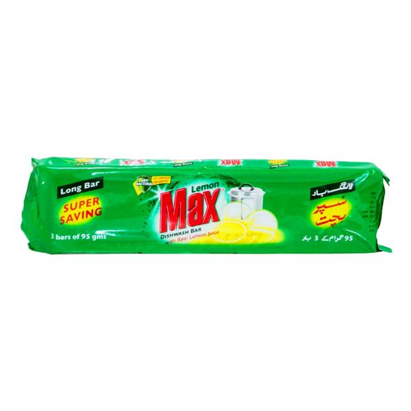 Lemon Max Dishwash Long Bar 3 Pc 285 gm